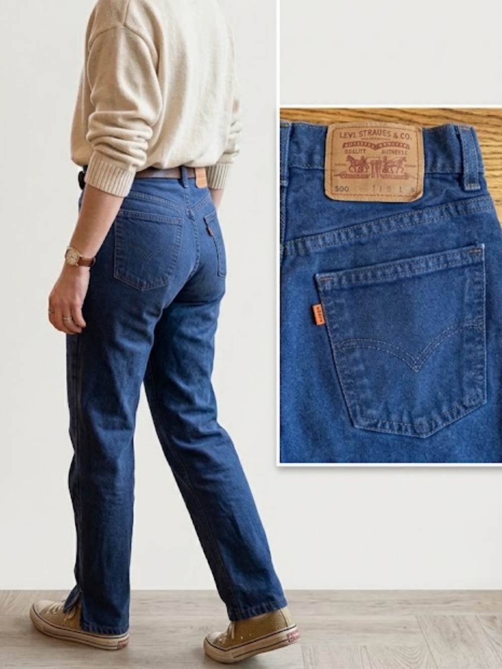 Vintage Orange Tab Levis 550 Jeans 80s 90s Made in USA Dark Navy Size 26 / 27